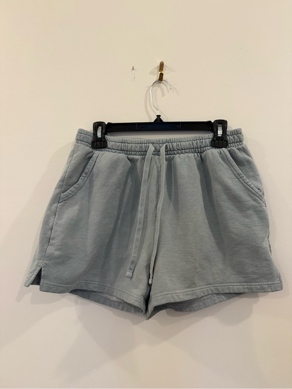 Women's Drawstring Terry Shorts in Light Sage Green